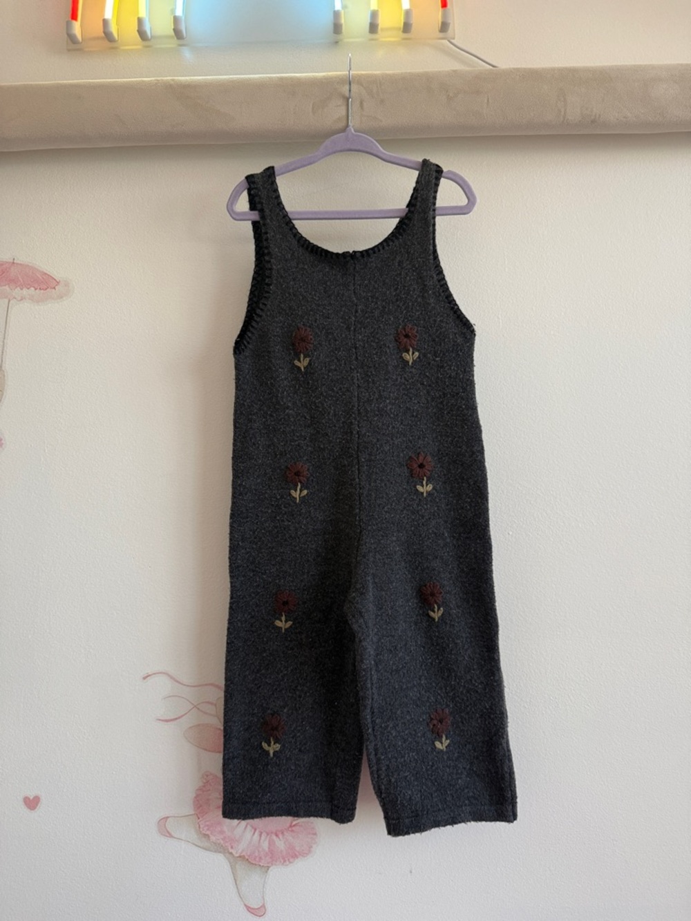 Zara Dark Gray Knit Floral One-Piece